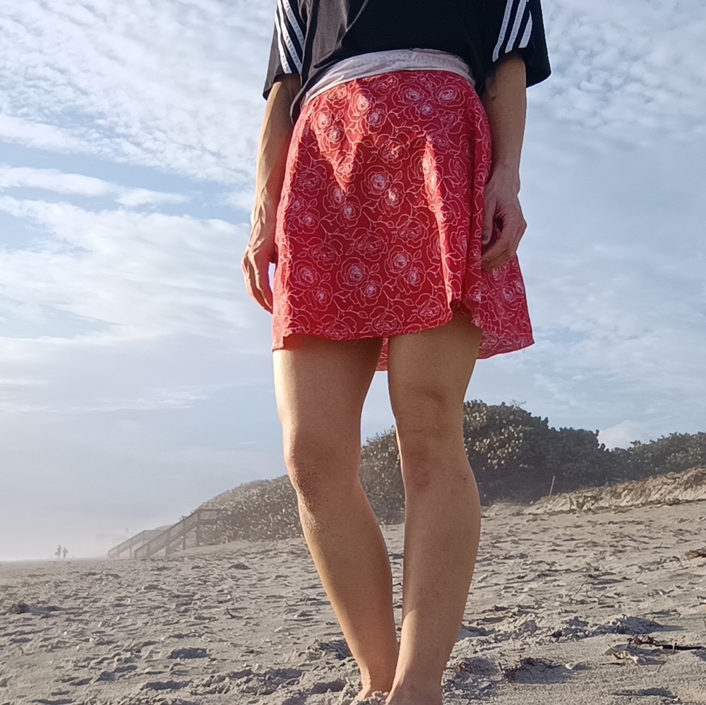 Red Rose Cotton Skirt-->Handmade
